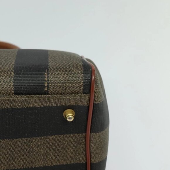 FENDI Pecan Canvas Hand Bag Brown Gold Auth 119578 - Picture 5 of 16